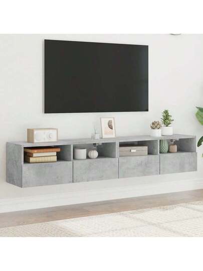 VidaXL TV Wand Units Pcs 80x30x30 Cm Finished Wood Concrete Grijs
