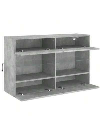 VidaXL TV Wand Unit LED Lighting 98.5x30x60.5 Cm Concrete Grijs view 8