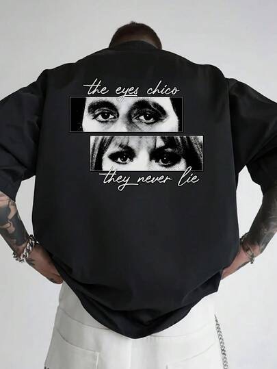 Camiseta gráfica de la película  para hombres - Impresión trasera de Tony Montana con citas de "Los ojos lo tienen" y "Ellos nunca mienten" - Camiseta casual de cuello redondo y manga corta - Camiseta suelta, casual y versátil de verano