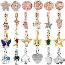 1 Pc Gold Chain With Flower-Shaped Beads, Small Flower-Shaped Shiny Rhinestone Beads, Rose Petal-Pointed Rhinestone Beads, Hollow Bead Ball, Heart-Shaped Hollow Gold Beads, Pharaoh's Cat Cat - Gold - View 1