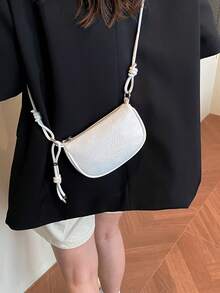Mini Lychee Texture Crossbody Bag For Women, New Stylish Compact Versatile Daily Bag - White - View 8