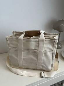 New Large Capacity Maternity Diaper Bag, Multi-Functional Tote Bag For Moms, Lightweight Canvas Handbag With Detachable Shoulder Strap, Casual Style Crossbody Bag With Pockets, Foldable And Spacious For School Supplies