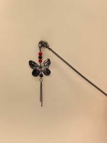 中式蝴蝶流苏吊坠发夹，高端发饰，适合搭配传统汉服、发髻延长器、发髻造型器、发髻发片、发型针、发夹、发卡、发饰、头饰、女士发饰 - 彩色 - 查看 9