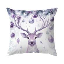 1 Stück/4 Stücke lila Weihnachtsthema Muster Kissenbezug, einseitig bedruckter Kissenbezug, geeignet für Wohnzimmer, Schlafzimmer, Heimdekoration, ganzjährig