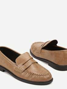 Vices Pleated Soft Leather Shoes With Leather Insole - Khaki - View 6