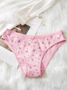 5 件套女士罗纹针织浪漫性感透气蝴蝶结三角裤，四季皆宜，时尚百搭，是圣诞节、新年和情人节的理想礼物。 - 彩色 - 查看 2