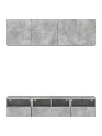 VidaXL Piece TV Wand Unit Set, Finished Wood, Concrete Grijs view 5