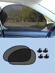 5 Piece Car Sun Visor Set, Full Protection For Front And Rear Seat Side Windows And Rear Glass, High Density UV Resistant Black Mesh Fabric, Blocks Harmful Sunlight, Reduces Heat Buildup, Suction Cup Attachment, Secure Fit On All Vehicle Windows, Lightweight Foldable Design, Easy To Store, Ideal For Hot Weather And Outdoor Parking, Passenger Privacy And Comfort, Reusable Durable Sunshade Set, Perfect For Family Cars And Road Trips - Black - View 13