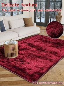 1 pieza Alfombra nueva de tela de terciopelo para sala de estar/dormitorio, de color burdeos brillante y esponjosa, de estilo nórdico de moda lujoso y suave, decorativa para interiores, con sensación cómoda para los pies, que crea una atmósfera acogedora en el hogar, adecuada para la decoración de Halloween y fiestas, fácil de cuidar, aplicable para todas las estaciones - Burdeos - Ver 15