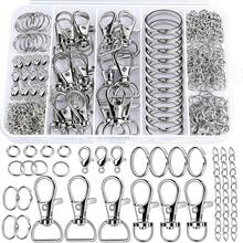 10/20/30/50pcs Silvery C-Shaped Metal Keychain Links With D Hook & Lobster Clasp - Zinc Alloy Jewelry Connectors, Chain Link, Connection Tool