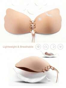 3 对隐形粘性胸罩、无肩带无缝聚拢硅胶胸罩、露背胸罩、无肩带胸罩、隐形胸罩、可重复使用的隐形硅胶露背胸罩、适用于晚礼服、婚纱、泳衣和露背的亲肤自粘胸罩
