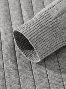 男士 Old Money 加厚百搭毛衣，秋冬款，长袖上衣 - 灰色 - 查看 8