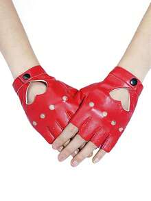 Punk-Stil fingerlose Tanzhandschuhe für Frauen, Jazz-Performance Tanzhandschuhe, Kunstleder - Verschiedenfarbig - Übersicht 7