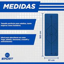 Tapete Antideslizante Yoga 6mm con lineas de alineación |   Esterilla antiderrapante de alta calidad de TPE para yoguis, pilates, entrenamiento en casa, funcional y estiramientos con líneas de Guía - azul - Ver 4