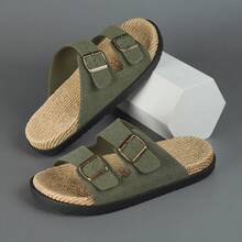 DISARCON New Summer Men's Sandals, High-End/Fashion/Versatile/Business/Plus Size Men's Shoes, Metal Double Buckle Design, Adjustable Classic Retro Slide Sandals, Suitable For Outdoor Leisure And Vacation, Non-Slip/Breathable/Durable/Beach Slippers, Indoor And Outdoor Bathroom Home Slippers For All Seasons