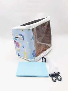 1 件便携式宠物笼，透气斜跨仓鼠/鹦鹉笼，爬虫网状旅行笼，透明散热垫，可拆卸，适合所有季节 - 藍色 - 查看 17