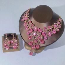 1 Set Elegant Women's Jewelry Set, Necklace Earrings 3 Pieces Set, Rhinestone Encrusted, Fashionable Luxury Jewelry Set, Suitable For Bride, Wedding, Banquet, Formal Occasions
