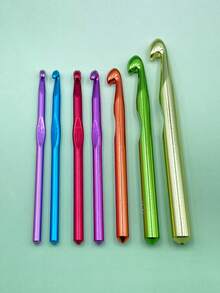 7pcs Jumbo Crochet Hook Set - Oxidized Aluminum Material, Suitable For Bulky Knitting, Great For Blanket & Rug Crochet, Random Color Hooks, Sizes 6.5mm, 7.0mm, 8.0mm, 9.0mm, 10.0mm, 12.0mm, 15.0mm - Multicolor - View 6
