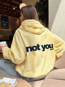 Sudadera con capucha con gráfico "Not You", sudadera informal de manga larga con bolsillo para mujer, vuelta al colegio