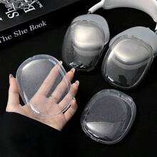 1 Pair Glitter White Transparent Minimalist Headphone Protective Case, Soft Shell, Compatible With Apple Max, High Transparency, Full Coverage