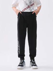Balabala Boys' Quick-Dry Sports Pants, Lightweight Summer Joggers, 2025 New Arrival - Black - View 3