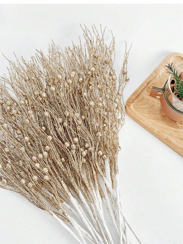 1 pezzo/2 pezzi/4 pezzi/8 pezzi Ramo di pianta artificiale con bacche scintillanti, fiore finto glitterato per decorazione albero di Natale, ideale per feste, matrimoni, casa, tavolo da pranzo, camera da letto, regalo di Natale, accessori per decorazioni in rattan, decorazioni natalizie per interni ed esterni, decorazioni per Ognissanti, decorazioni per la casa