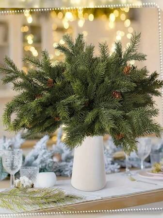 1/3PCS Artificial Christmas Tree Branches With Plastic Pine Cones,Real Touch,Soft Touch,Pine Tree Branches,23cm/9.05inch,41cm/16.14inch,PE Material,Polyester Fibre Material,Suitable For Valentine's Day,Easter,Christmas Home Decor Christmas Decorations Room Decor