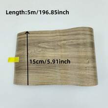 1片5米 x 15厘米自粘木纹踢脚线墙纸，可移除，复古木纹图案，哑光表面，适用于家具、门、地板、瓷砖表面 - 轻松DIY家居装饰，适用于客厅、楼梯、厨房、墙贴