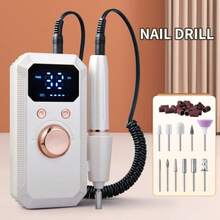 20,000RPM Rechargeable Electric Nail Drill, Professional Portable Nail File Machine For Acrylic, Gel Nails Polishing, With 11 Sanding Bits And 26 Sanding Bands, Cordless High-Speed Salon & Home Use, Great Gift For Women