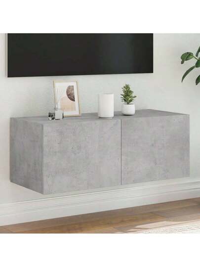 VidaXL TV Wand Unit LED Lighting 80x35x31 Cm Concrete Grijs