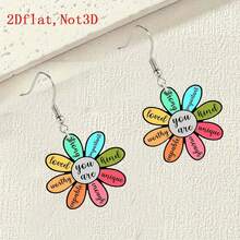 2D Floral Motivational Acrylic Pendant Earrings, Lightweight Colorful Earrings - Suitable For Women's Casual Daily Wear, Also A Perfect Gift For Holidays And Anniversaries - Multicolor - View 4