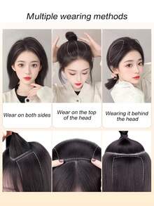 4英寸短发片夹式接发增加发量蓬松隐形发夹假发合成发短直发片适用于稀疏头发 - 彩色 - 查看 8