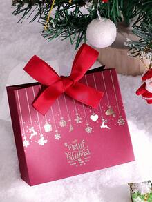 5-Piece Christmas Gift Box With Bow, Santa Claus Sleigh And Reindeer Pattern, Holiday Candy Gift Bags, Suitable For Holiday Parties, Weddings, Birthdays, Anniversaries, Exquisite Gift Packaging, C Ookies, Jewelry, Chocolates, DIY Craft Packaging, Christmas Eve Decorations - Multicolor - View 9