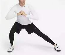 Nike 男新款訓練健身瑜珈透氣健身速乾小勾運動長褲 - 黑色 - 查看 4