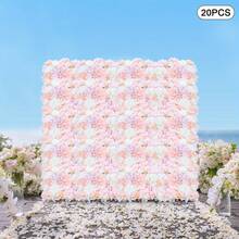 YUNRUX 20pcs Artificial Flowers Wall Roses Wall Backdrop Wedding Decor 40x60cm For Valentine's Day Decoration Party Wedding Engagement Anniversary Romantic