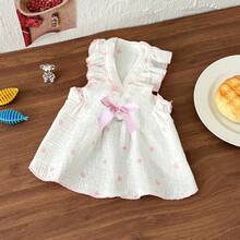 Cute Heart Print Dog/Cat Dress With Bow Decor - Perfect For Birthdays And Holidays - Suitable For Small, Medium And Large Pets