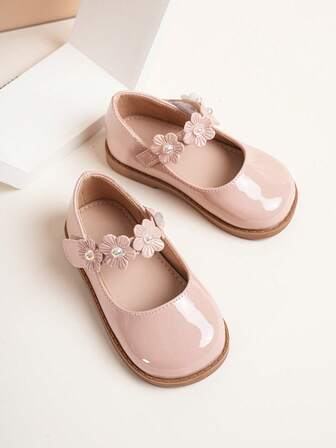 1 par skinande platta prinsessskor med kardborreband för babyflickor, lämpliga för alla årstider