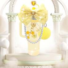 QY Bling Cup Accessories For 40/30/20 Oz Tumbler With Handle Including Glitter Bow Straw Topper, Heart Straw Cover, Pearl Water Bottle Handle Strap, Boot, Pom-Pom, Keychain Charms(Yellow) 2216 - 黃色 - 查看 6