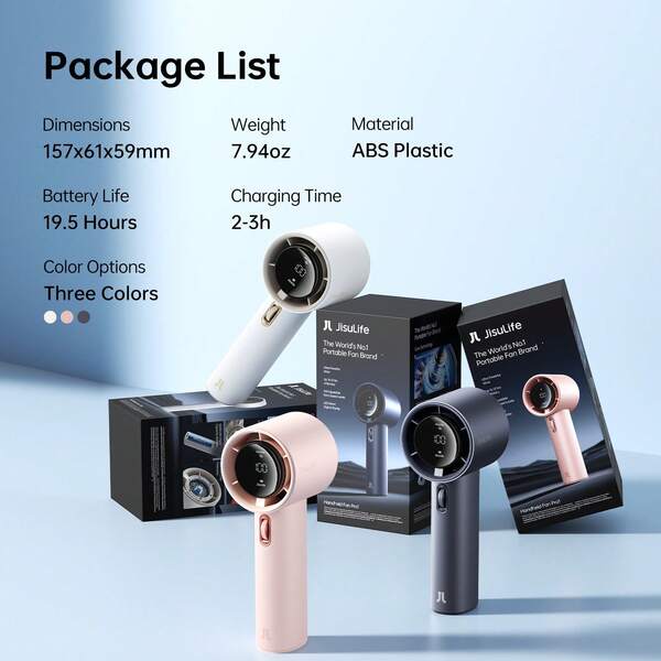 JISULIFE JISULIFE Portable Handheld Fan,Speed(1-100) Adjustable Turbo Mini Fan,1800mAh Battery Rechargeable Personal Fan,Digital Display,Gifts For Women Men Travel/Camping/Outdoor