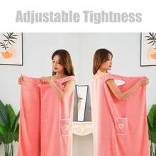 1PC Women's Towel Wrap Bathrobe, Recommended For 88-165 Lbs, Caution For Plus Size Users, Quick-Dry Spa Wrap Towel With Thick Straps, Patterned Wearable Bath Skirt, Absorbent Bath Towel For Home Bathroom, Sauna Wrap For Women, New Pineapple Embroidery Bath Skirt, Wearable & Wrap-Around Plus Size Bath Towel, Non-Shedding