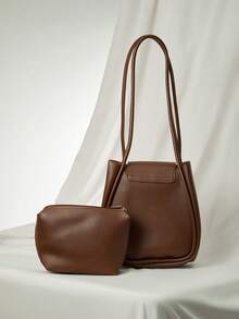 2025 Fashionable High-Quality Large Capacity Tote Bag, Casual Minimalist Shoulder Bag For Travel Winter Gifts - Coffee Brown - View 5