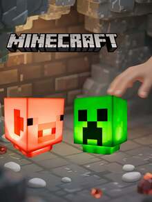 Minecraft 1 Commemorative Edition Collector's Series Minecraft Creeper/Pink Pig Night Light - Cute Style, USB Rechargeable, Creeper Calls Suitable For Bedroom Decoration And Relaxation, Perfect For Sleep/Christmas & Birthday Gifts, Suitable For Teens & Adults, Themed Party (Without USB Cable) Product Sent Without Power And Needs To Be Charged By Itself