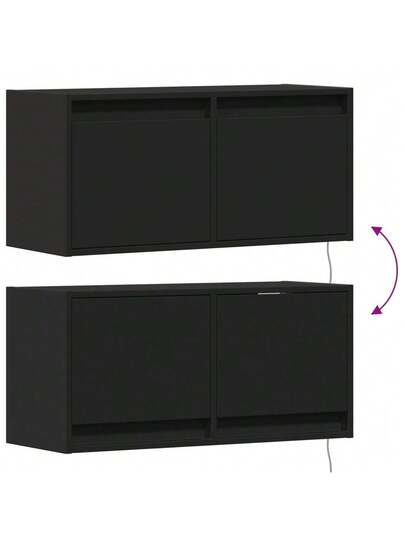 VidaXL TV Wand Unit LED Lighting 80x31x35 Cm Zwart view 10