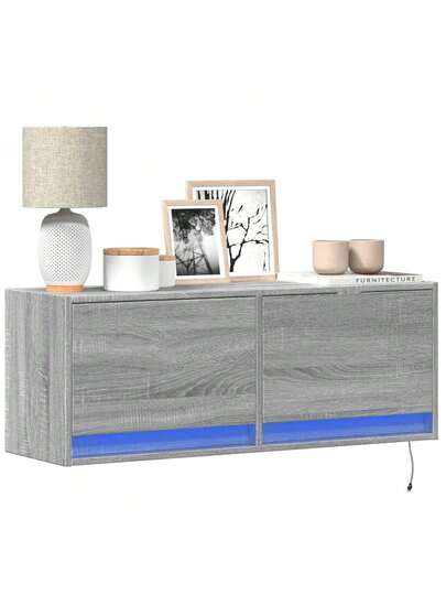 VidaXL TV Wand Unit LED Lighting 100x31x35 Cm Grijs Sonoma