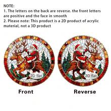 1 buc. Captor de soare acrilic colorat, design Moș Crăciun și elan, stil vitraliu, fereastră curcubeu cu refracția luminii solare, decorare interioară și exterioară a casei