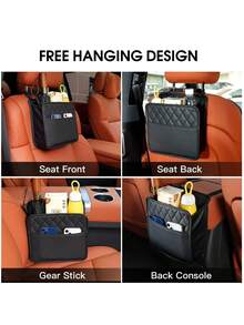 2025 Multifunktionale Auto Sitz Aufbewahrungstasche aus Leder, Abfalltasche, tragbarer Mülleimer für die meisten Automodelle