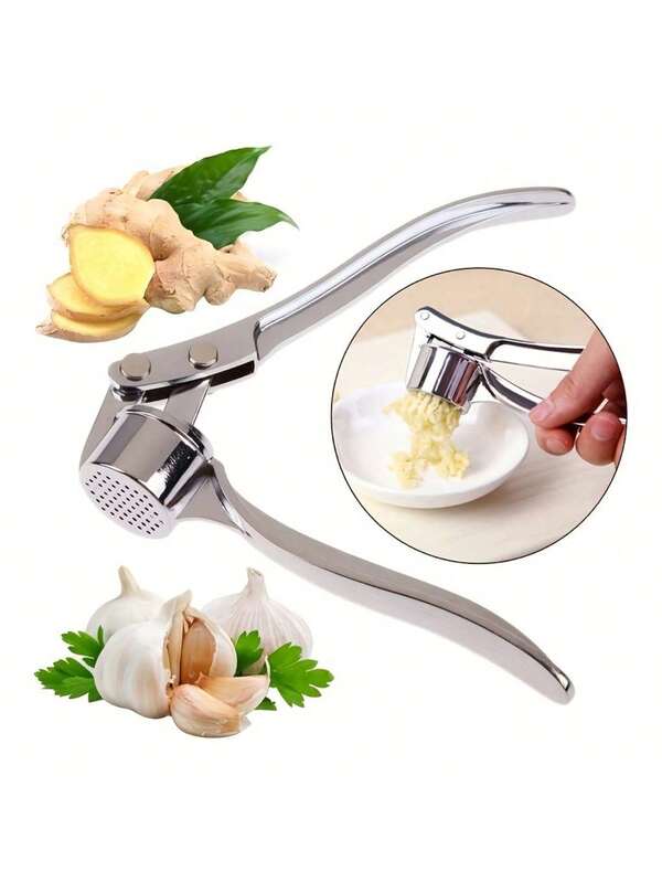 1pc Multi-Function Aluminum Alloy Garlic Press, Manual Garlic & Ginger Crusher, Kitchen Gadgets, Easy To Use, Sturdy Structure, No Electric, Hand-Held Garlic Chopper For Garlic, Chili, Onion, Salad, Kitchen Tool