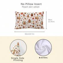 1 pièce Housse de coussin décorative imprimée d'une maison en pain d'épices minimaliste et d'une canne en bonbon, en velours pêche et polyester, 30*50cm/40*60cm, convient pour la décoration de la chambre en hiver et de Noël, salon moderne, canapé, décoration de fête, cadeau - Multicolore - Voir 3