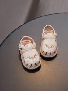 Summer Baby Girls Floral Hollow Out Squeaky Sandals, Cute Soft Bottom Infant Squeaky Shoes That Make Sound, Toddler Walking Shoes For Spring & Autumn