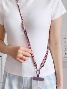 1 pieza Cordón de moda ajustable en longitud, correa de muñeca, correa de bandolera, correa de collar, soporte para estuche de teléfono, clip resistente, diseño desmontable, anti-pérdida, incluye almohadilla, adecuado para teléfono, ventilador